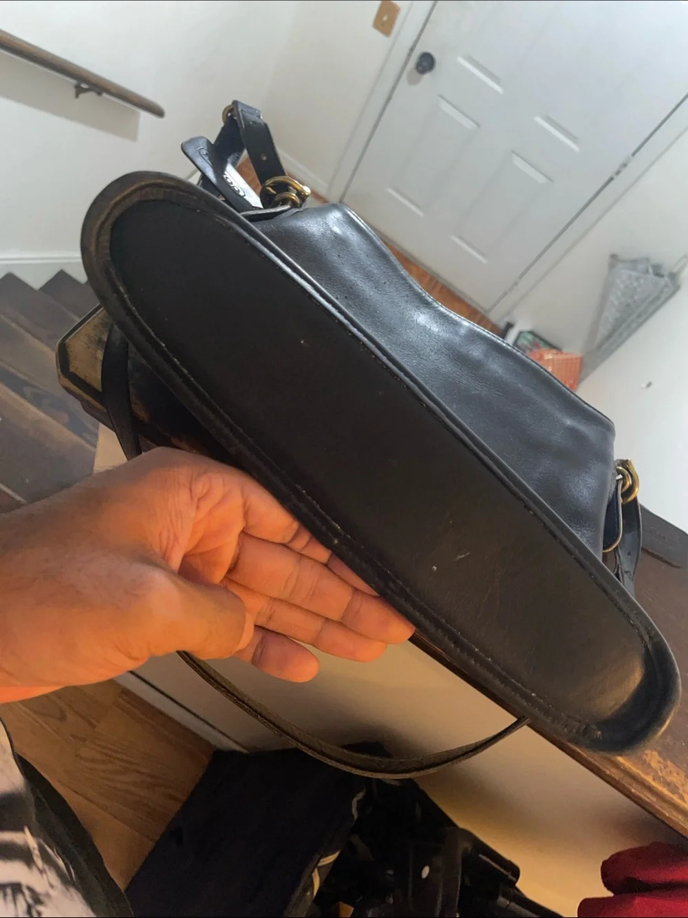 Vintage Coach Equestrian Slim Bucket 9806 Black Leather Shoulder Bag